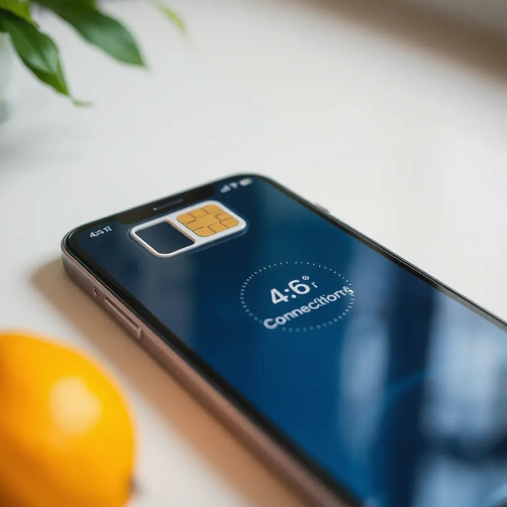 Smartphone with SIM tray being inserted and subtle connectivity glow for reliable mobile data